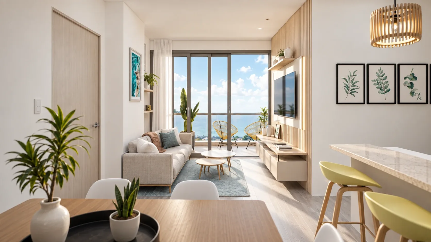 CORALINA — Sala con balcón frente al mar