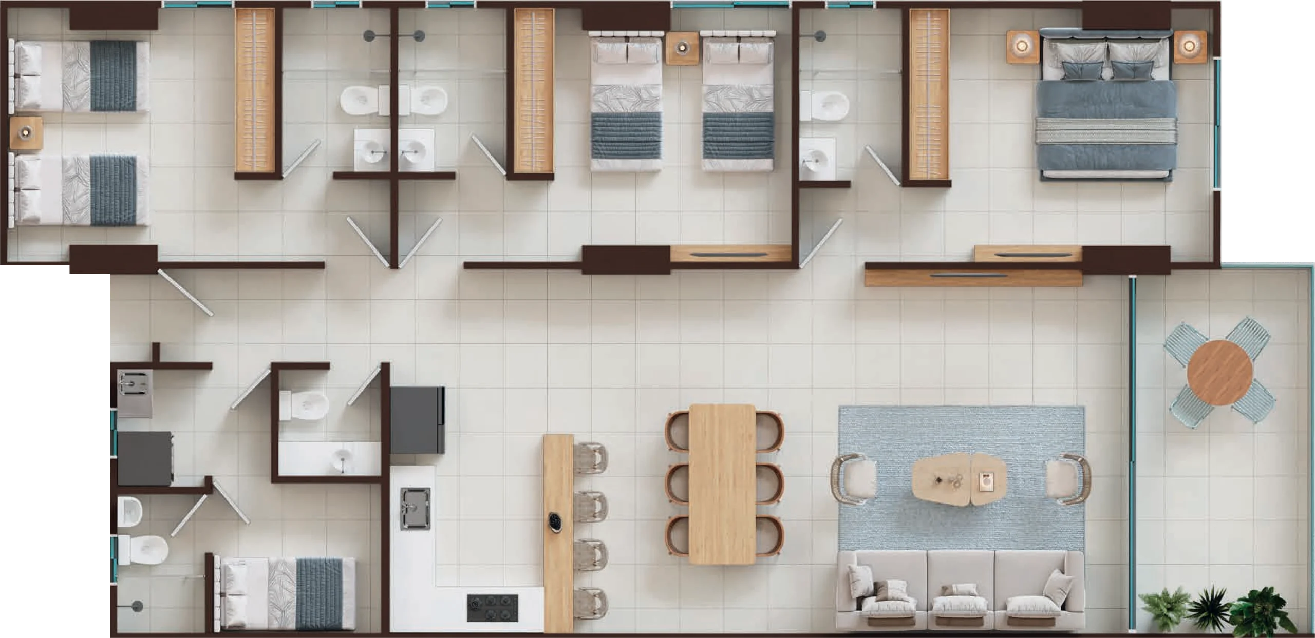 PORTO MARINE — Plano del apartamento 01 · 144 m²