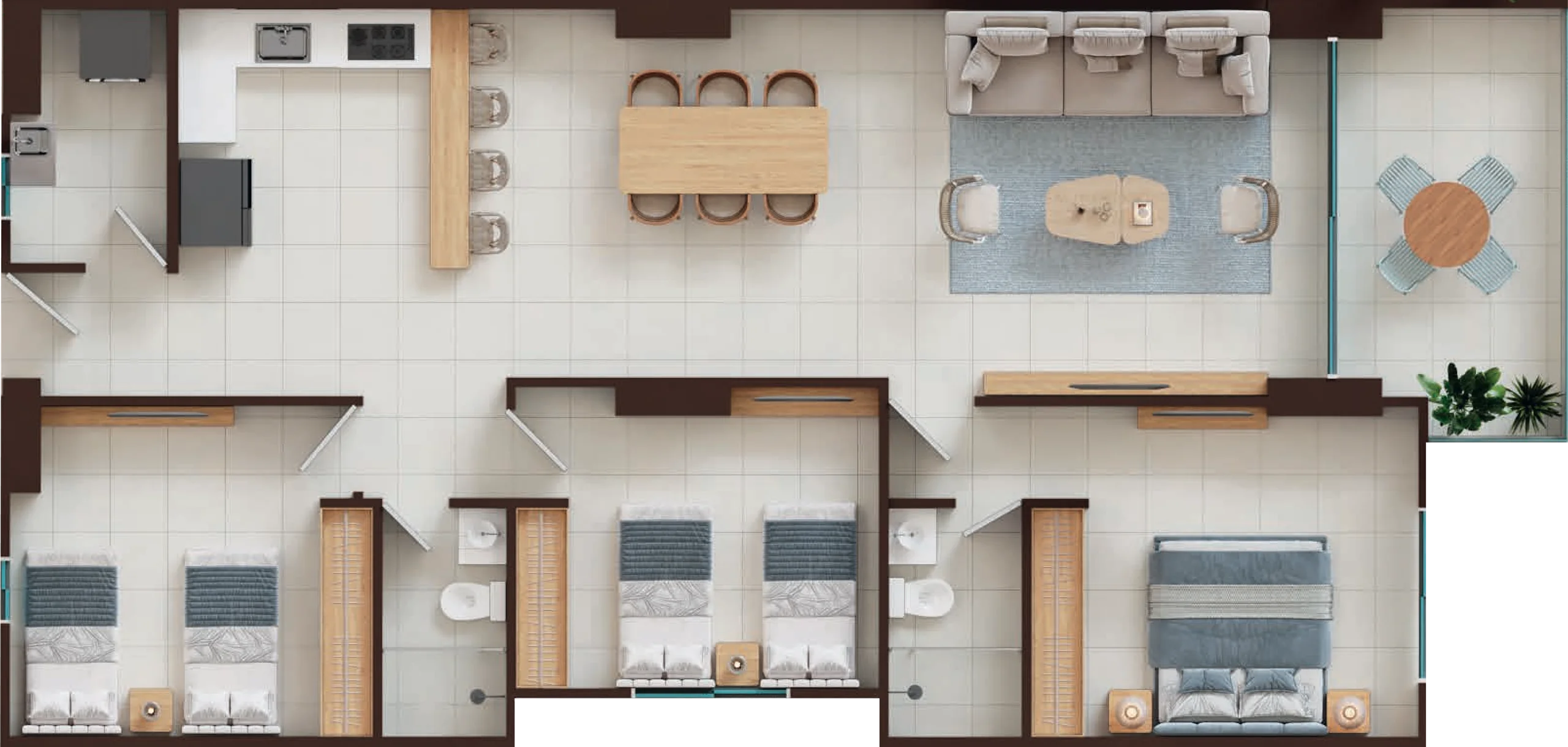 PORTO MARINE — Plano del apartamento 02 · 120 m²