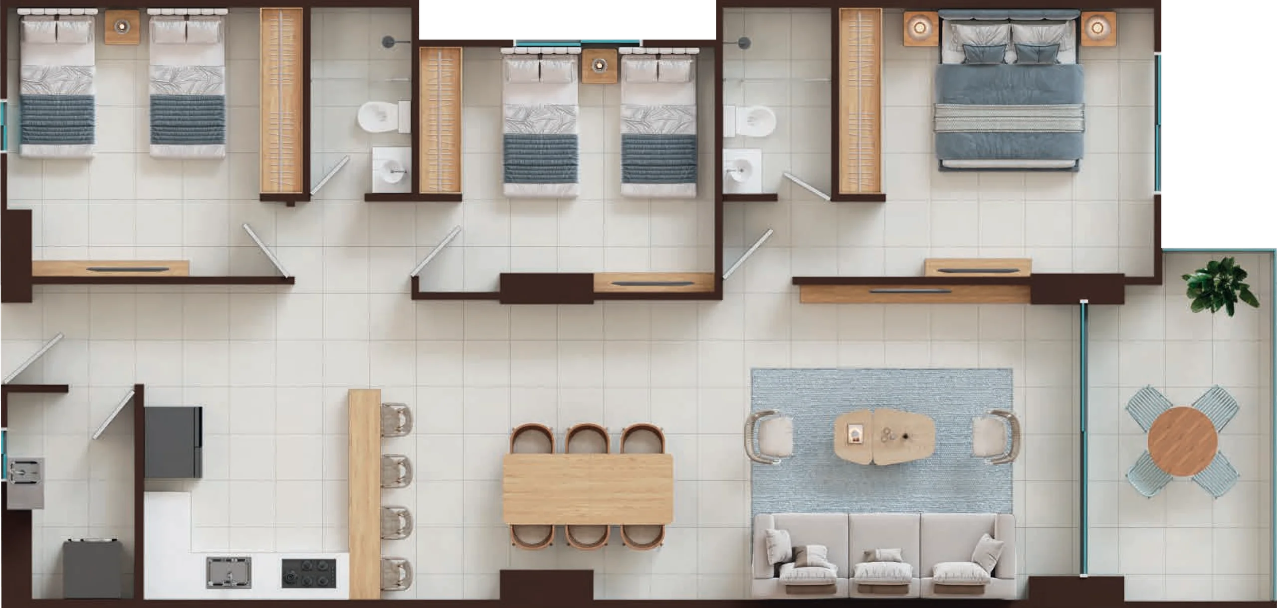 PORTO MARINE — Plano del apartamento 03 · 120 m²
