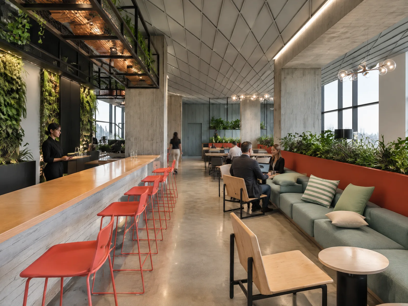 RIVER PARK — Zona de coworking y bar