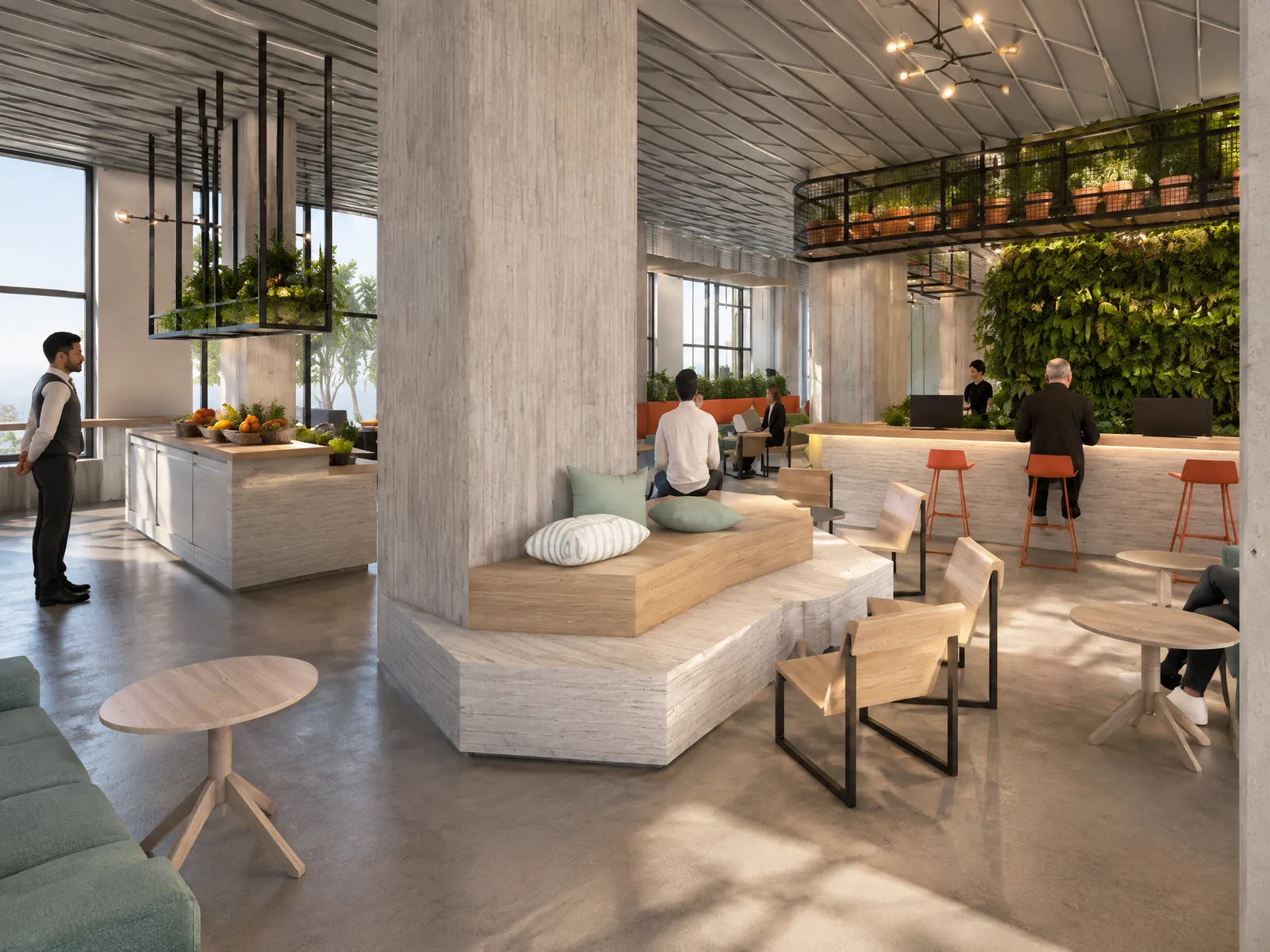 RIVER PARK — Lounge y zona de café del coworking